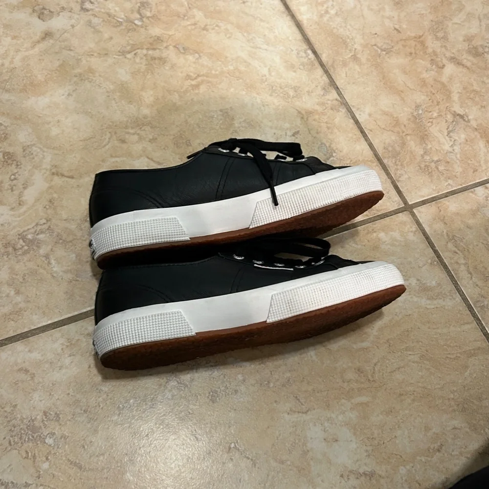 Superga 2750 COTU Classic Sneaker Black Leather Size 37/6.5